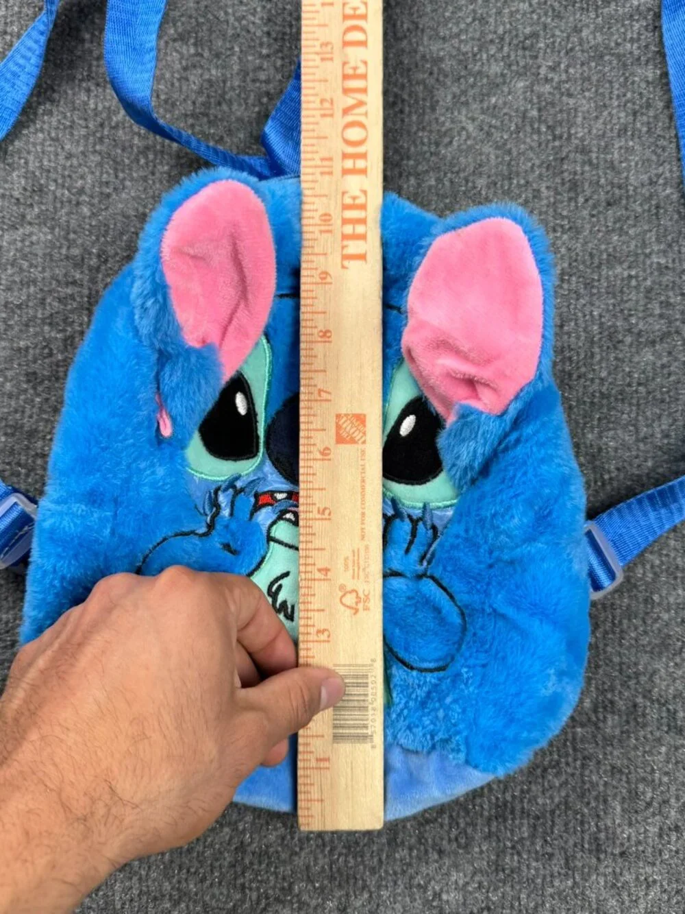 Disney Kids Stitch Plush Mini Backpack Blue damage